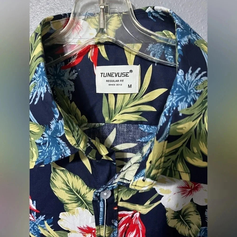 Tunevuse Men's Sz M Button Down Long Sleeve Collared Shirt NEW with Tags Floral - Picture 3 of 5